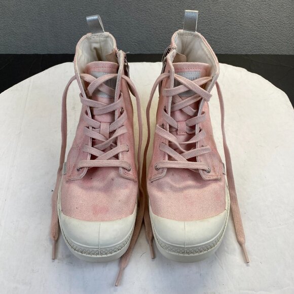 Palladium Women’s Pampa Hi Top Rose Canvas Boots Size US 8 Zip Lace Up - Picture 1 of 13